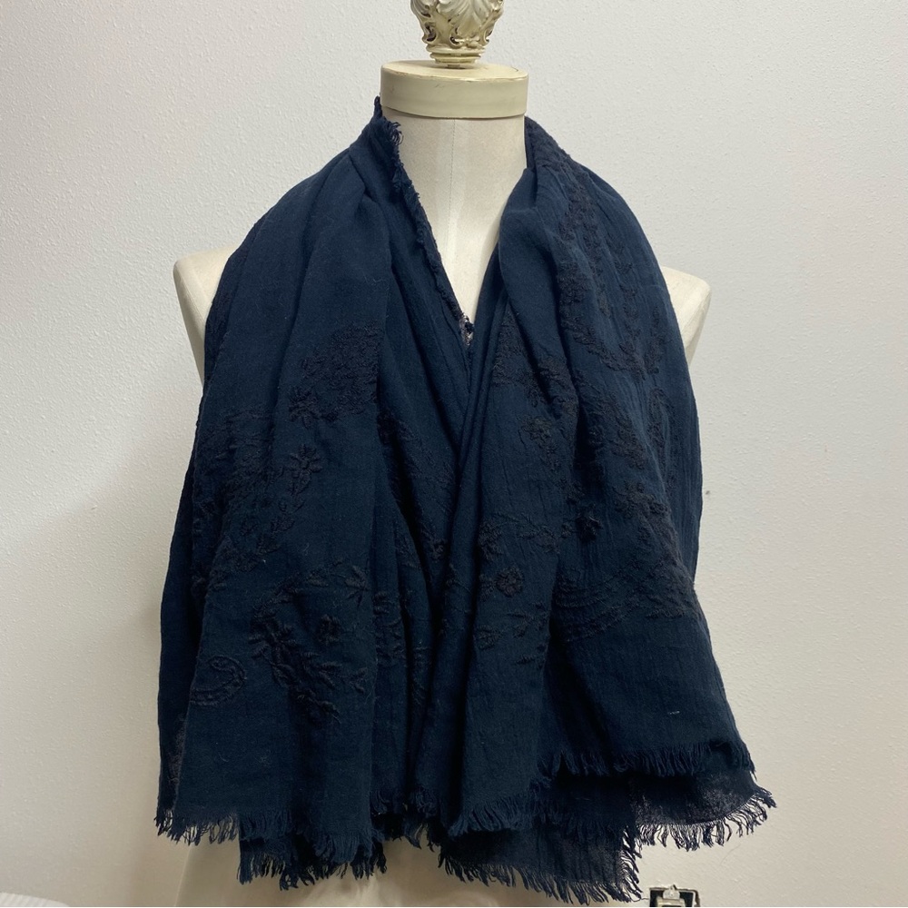Kimchi Blue Navy Embroidered Floral Scarf